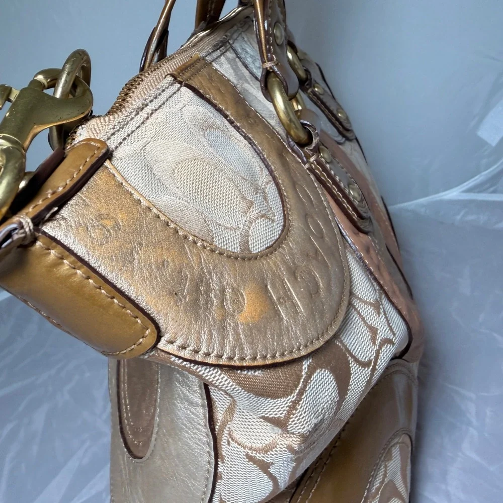 Y2K Coach Purse Gold Metallic Audrey Patchwork Bag Sleaze Limited Edition F15474